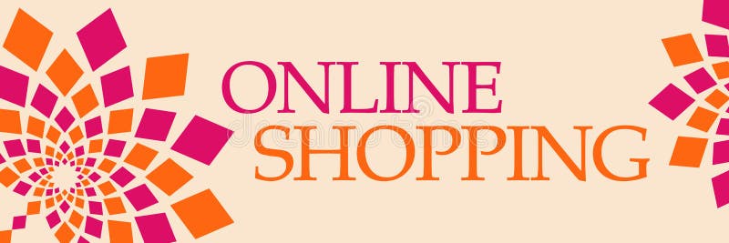 Online Shopping Pink Orange Floral Horizontal Stock Illustration ...