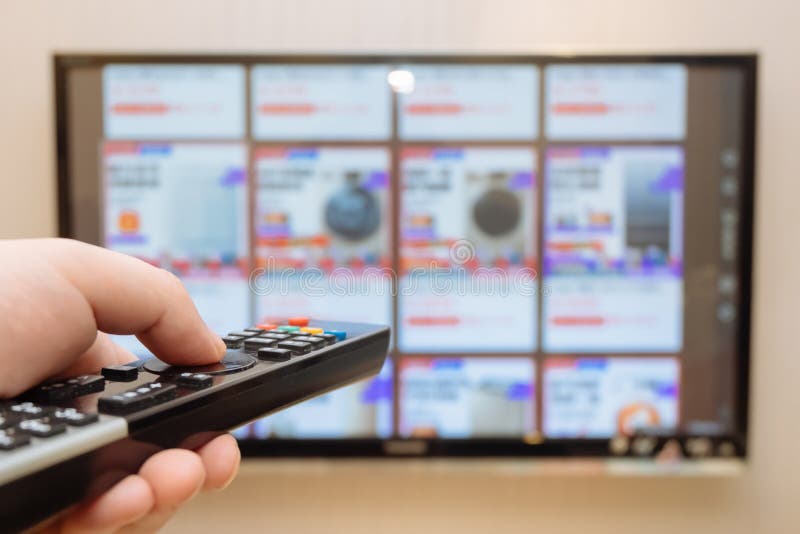 Use Smart TV Online Shopping Stock Image Image of install, check