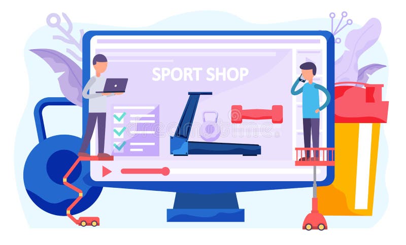 Botanist lengte Ladder Online Sport Shop, People Choose Sports Equipment. Buyers of Online Store  of Outfit for the Gym Stock Illustration - Illustration of vector, sport:  201517572