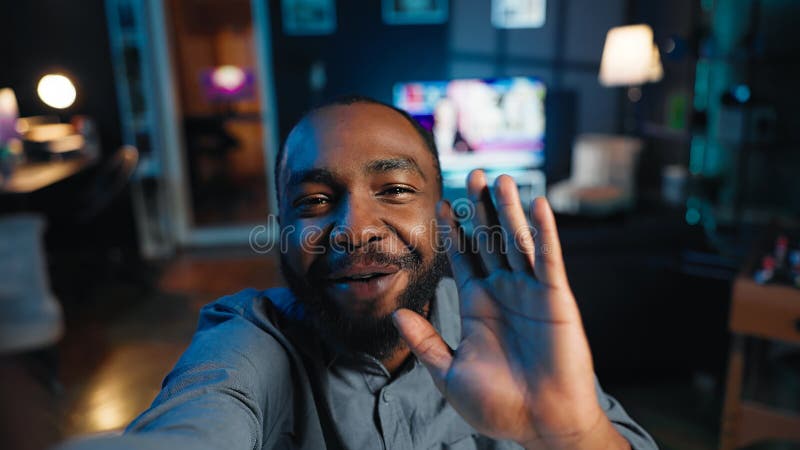 Online star films himself for viewership using cellphone camera, POV perspective stock photos