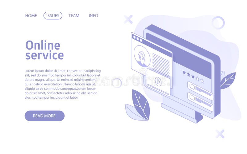 Online stream or video hosting service landing isometric vector stock illustration Online stream or video hosting service landing isometric vector stock illustration