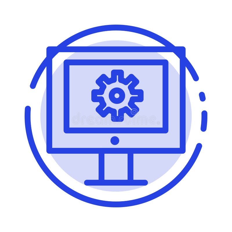 Online Support Service, Technical Assistance, Technical Support, Web Maintenance Blue Dotted Line Line Icon vector illustration
