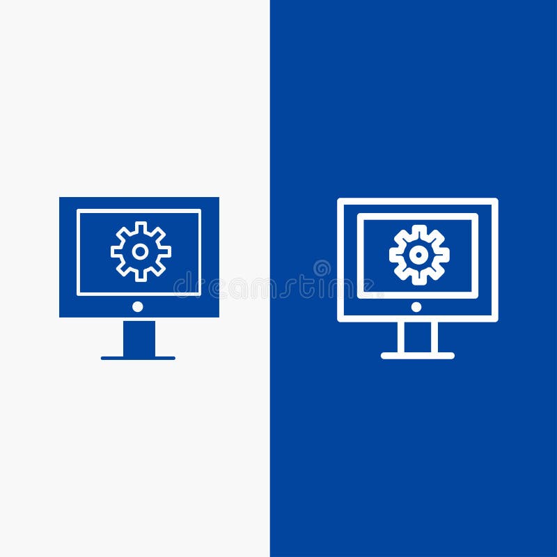 Online Support Service, Technical Assistance, Technical Support, Web Maintenance Line and Glyph Solid icon Blue banner Line and vector illustration