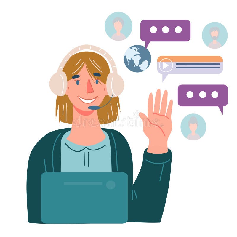 Online support and technical assistance service operator, online technical support. vector illustration