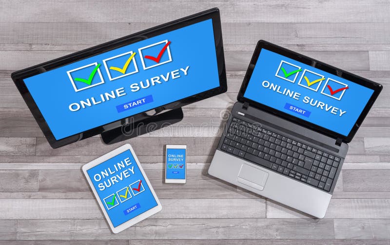 Online survey concept on different devices stock photography Online survey concept on different devices stock photography