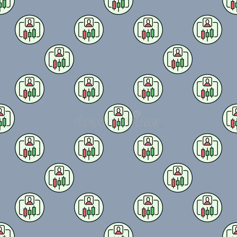 Online Trading vector Crypto Trader round colored seamless pattern stock illustration