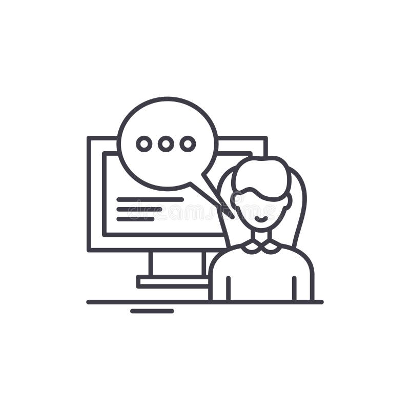 Online trainer line icon concept. Online trainer vector linear illustration, symbol, sign vector illustration