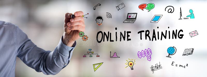 Online training concept drawn by a man stock photography Online training concept drawn by a man stock photography