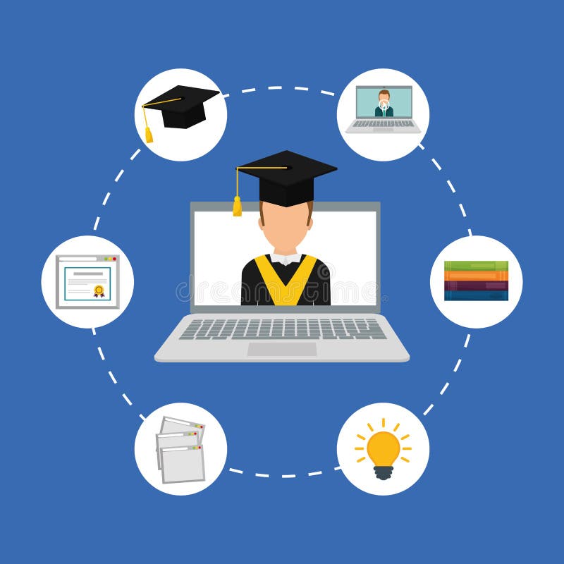 Online Training Design. Education Concept. Colorful Illustration Stock