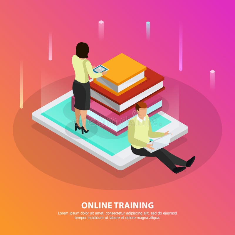 Online Training Isometric Design Concept Stock Vector Illustration of