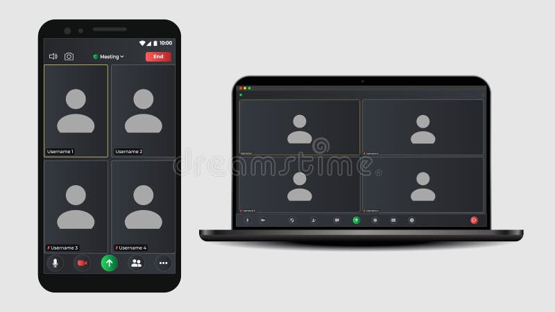 Video Conferencing User Interface. Online Conference Meeting. Stock