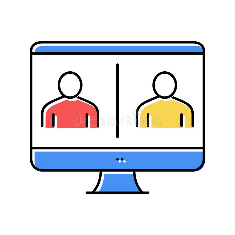 Online video calling computer screen color icon vector illustration stock illustration