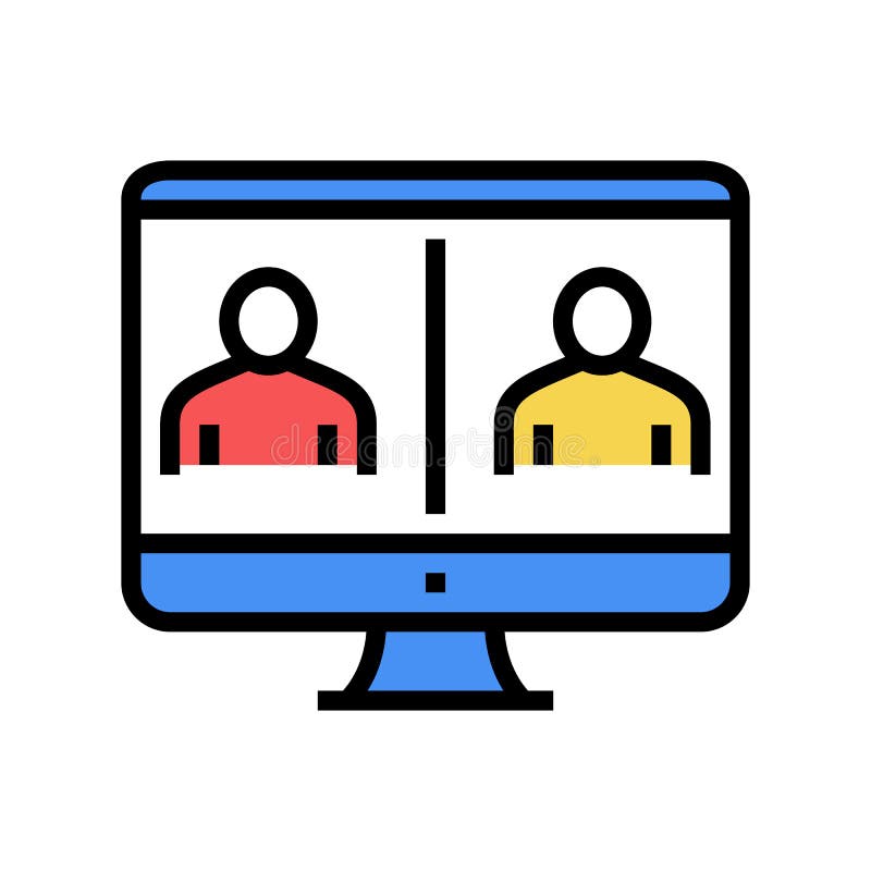 Online video calling computer screen color icon vector illustration stock illustration