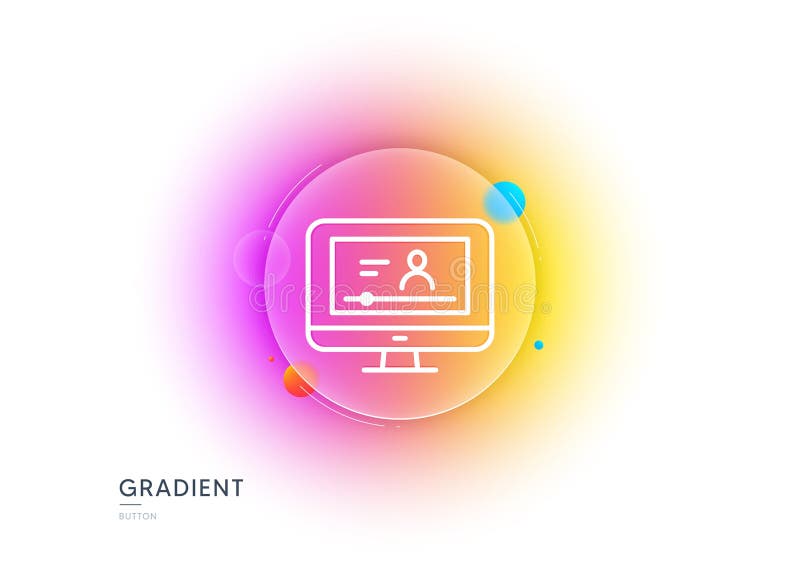 Online Video Education line icon. Notebook sign. Gradient blur button. Vector