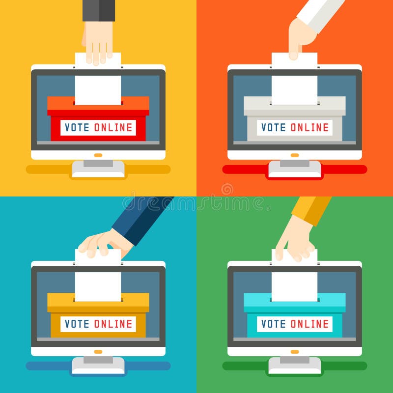 Online voting hands vector illustration