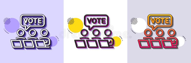 Online Voting line icon. Internet vote sign. Halftone dotted pattern. Vector stock illustration