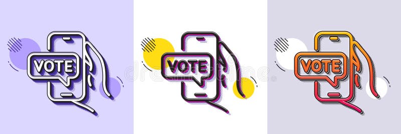 Online voting line icon. Internet vote sign. Halftone dotted pattern. Vector vector illustration