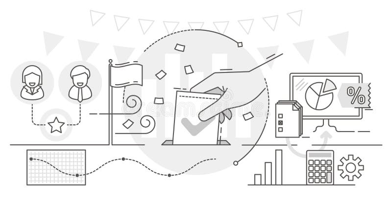 Online voting, outline concept vector illustration stock illustration