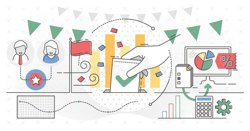 Online voting, outline concept vector illustration vector illustration