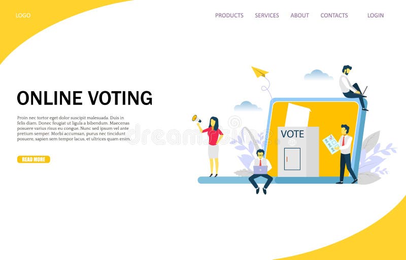 Online voting vector website landing page design template vector illustration