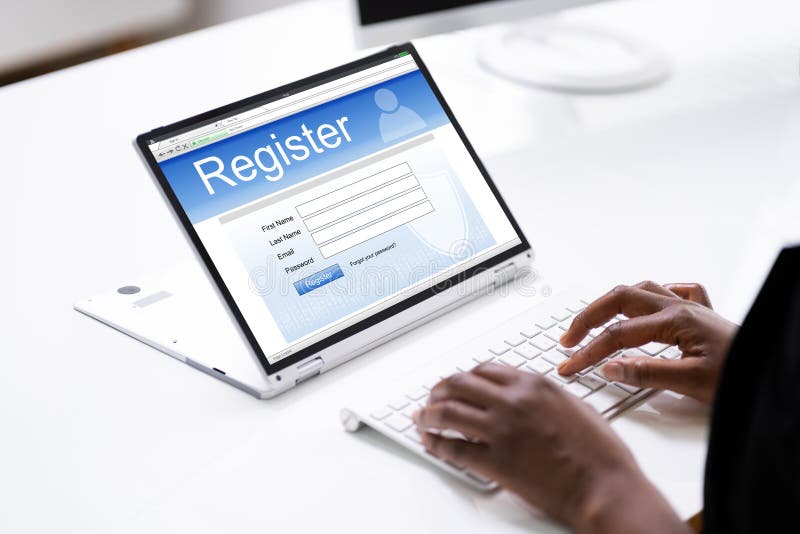 Online Web Registration Form on Website Stock Image - Image of hand,  digital: 211501725