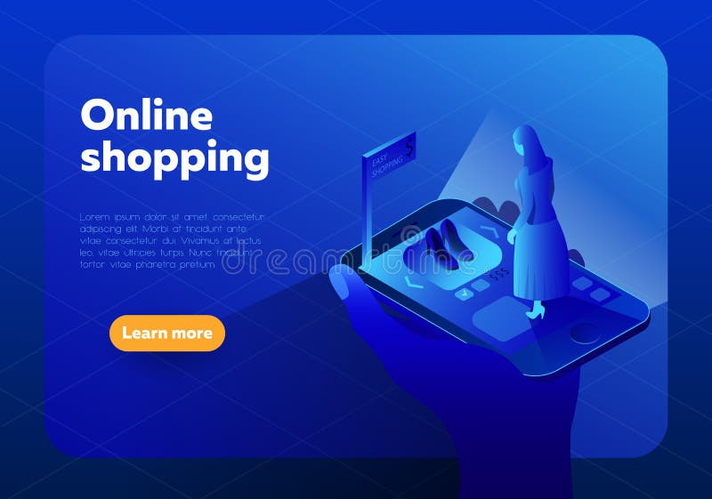 Online zakupy isometric wektorowa ilustracja Interneta sklepowy stora royalty ilustracja Online zakupy isometric wektorowa ilustracja Interneta sklepowy stora royalty ilustracja