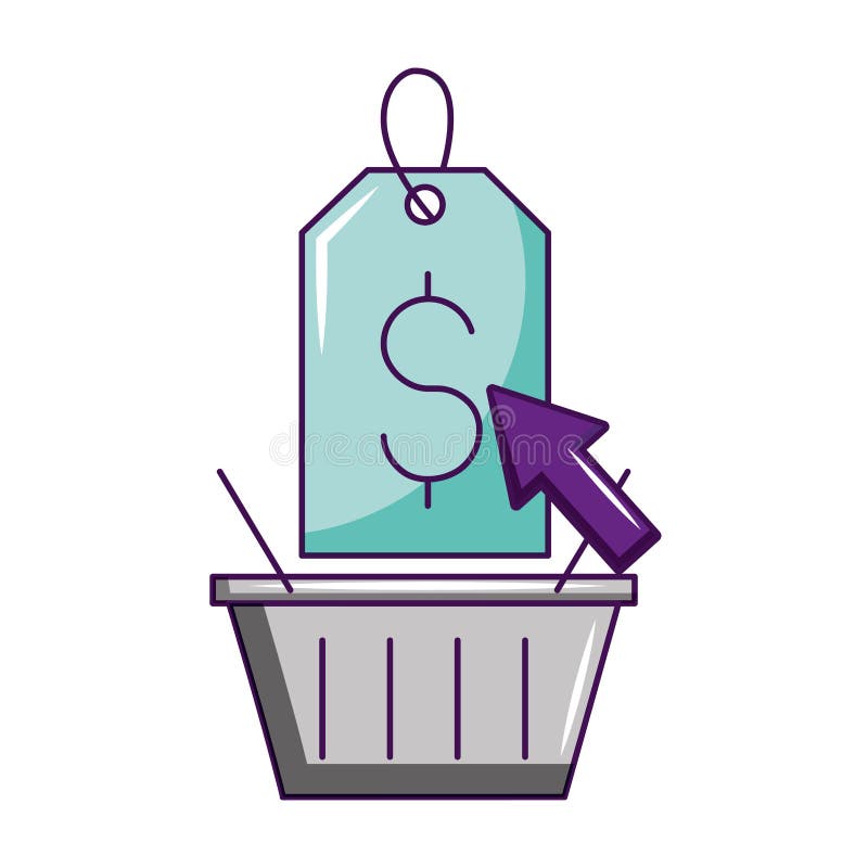 Online zakupy kosza etykietki ceny stukni?cie royalty ilustracja Online zakupy kosza etykietki ceny stukni?cie royalty ilustracja