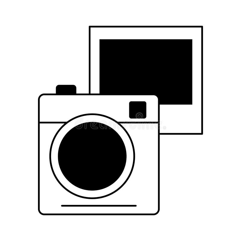 Onmiddellijke fotografische camera met foto in zwart-wit stock illustratie Onmiddellijke fotografische camera met foto in zwart-wit stock illustratie
