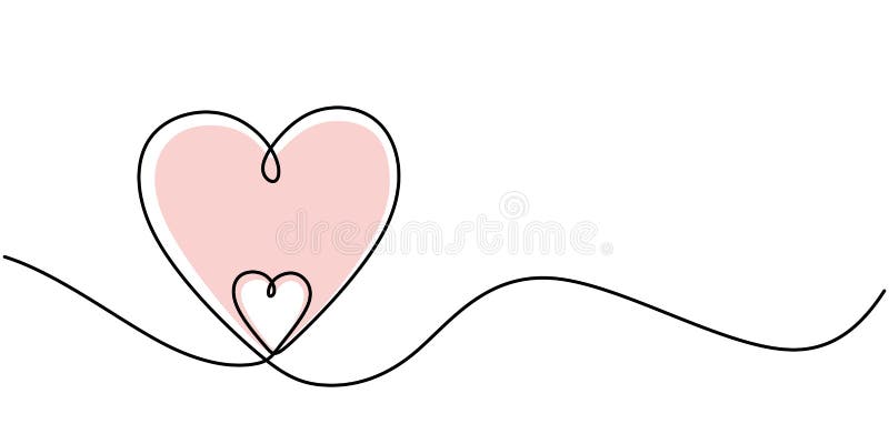 Ononderbroken lijntekening twee harten. Het symbool van de minimalismliefde. Één lijn trekt vectorillustratie. Goed voor de kaart