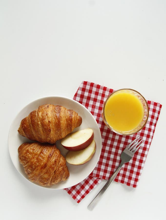 Ontbijt hoogste mening croissant, jus d'orange stock foto's Ontbijt hoogste mening croissant, jus d'orange stock foto's