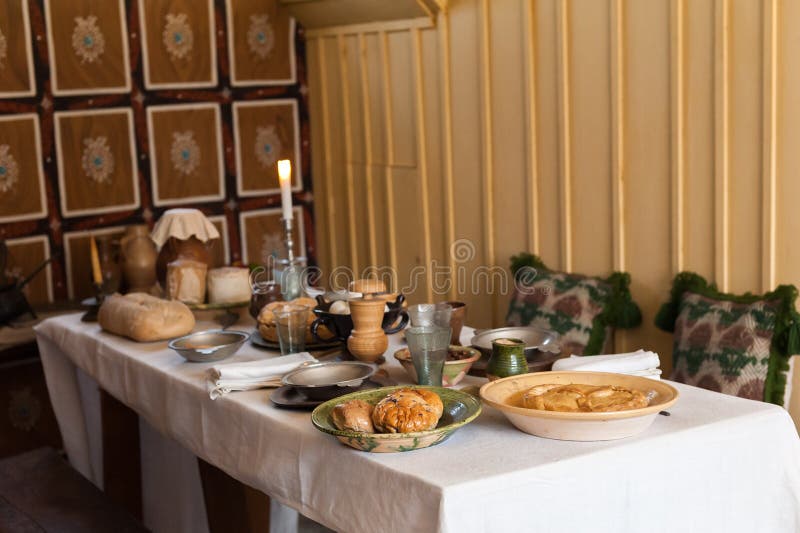 Rustic table set for a breakfast. Rustic table set for a breakfast.