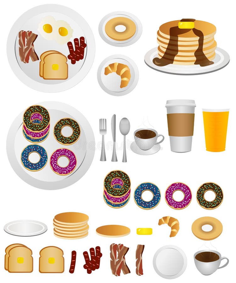 Ontbijtpictogrammen vector illustratie Ontbijtpictogrammen vector illustratie