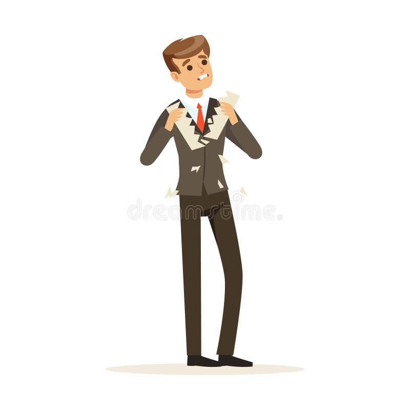 Ontbroken tearing zakenman een blad van document vectorillustratie stock illustratie Ontbroken tearing zakenman een blad van document vectorillustratie stock illustratie