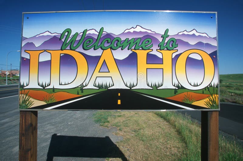 Onthaal aan het teken van Idaho stock fotografie Onthaal aan het teken van Idaho stock fotografie