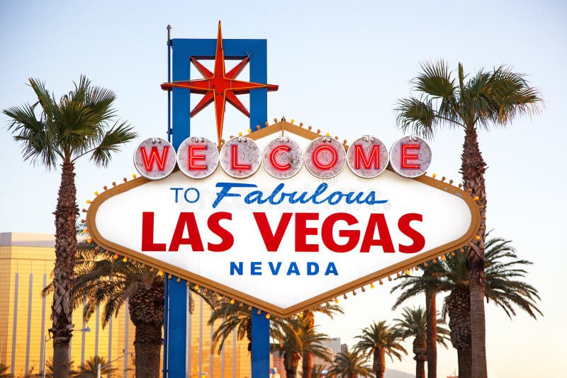 The world famous Welcome to Las Vegas sign in early morning light. The Strip, Las Vegas, USA. The world famous Welcome to Las Vegas sign in early morning light. The Strip, Las Vegas, USA