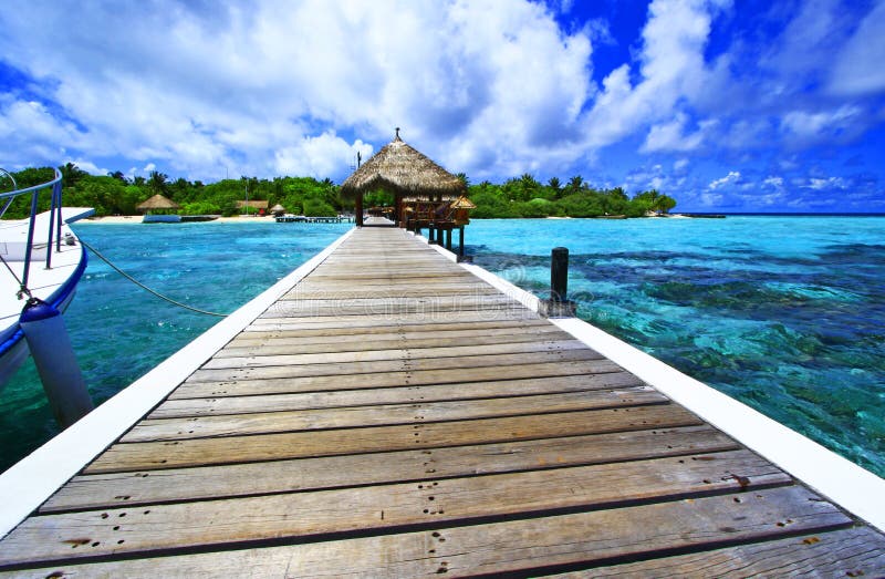 Welcome landing stage at eriyadu island resort in north male atoll maldives. Welcome landing stage at eriyadu island resort in north male atoll maldives