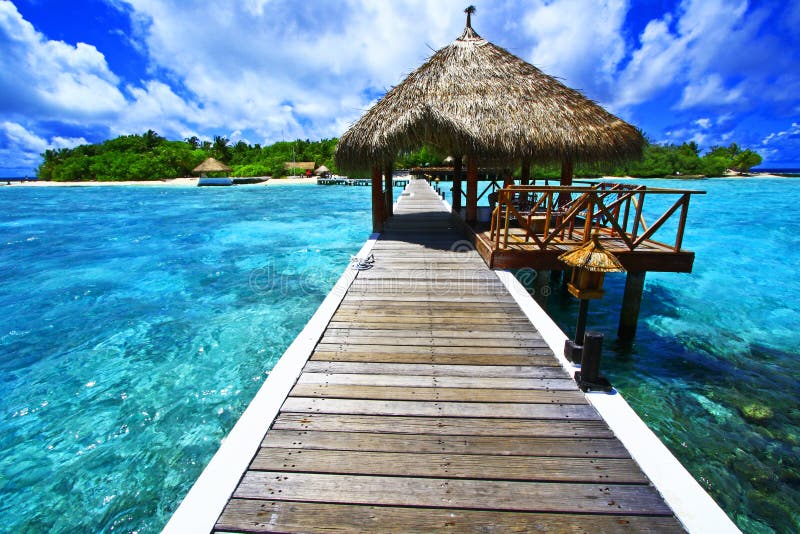 Welcome landing stage at eriyadu island resort in north male atoll maldives. Welcome landing stage at eriyadu island resort in north male atoll maldives