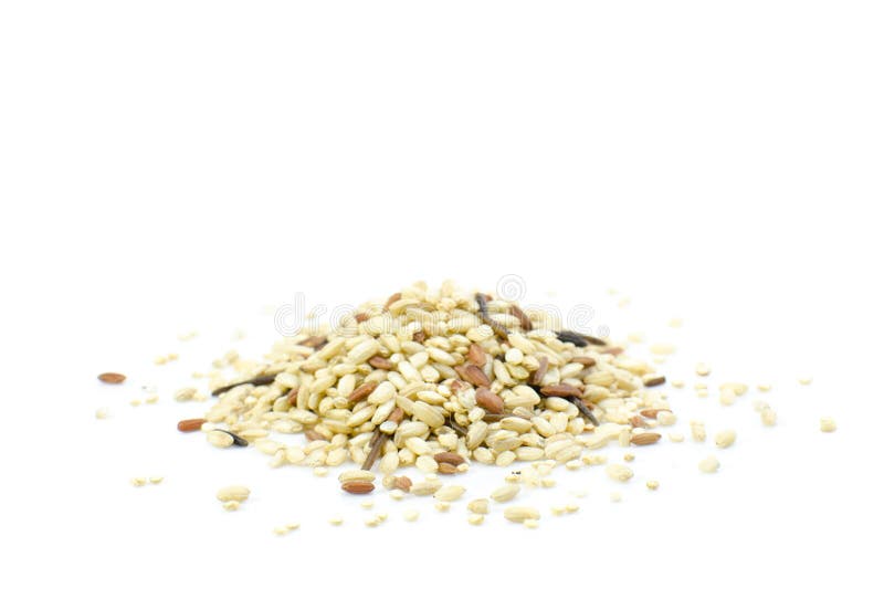 Ontsproten rijst en quinoa mengsel op witte achtergrond royalty-vrije stock fotografie Ontsproten rijst en quinoa mengsel op witte achtergrond royalty-vrije stock fotografie