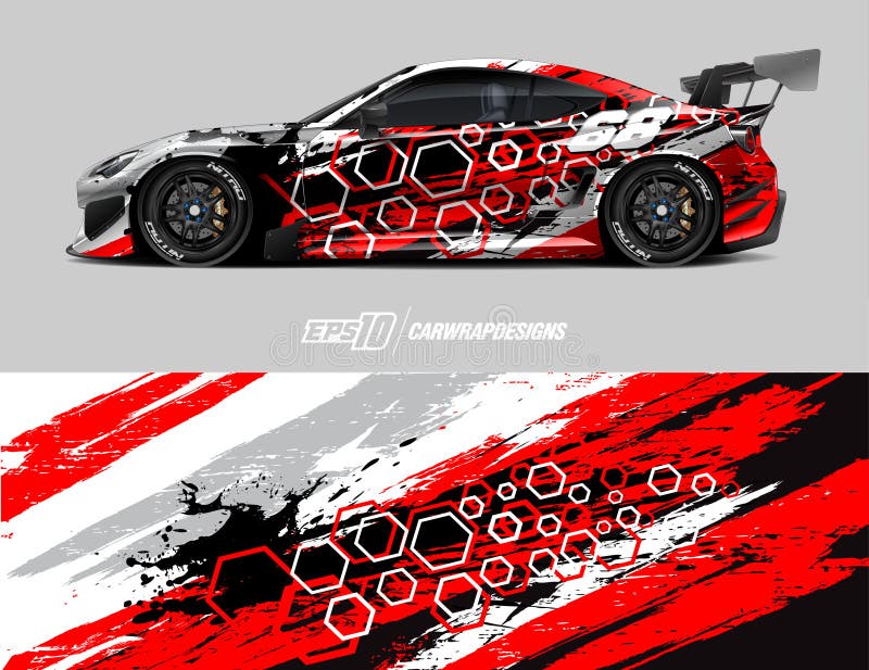 Ontwerp van decimaal ontwerp voor autoomslag. abstracte stripe racing achtergrondontwerpen voor rap cargo van race car pickup truc