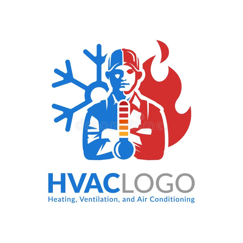 Ontwerp van het HVAC-logo, verwarmingsventilatie- en airconditioninglogo of pictogramsjabloon