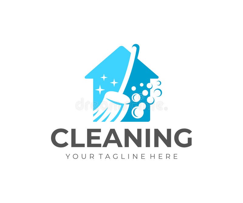 Ontwerp van het logo van de service huisschoonmaak en huisschoonmaak. ontsmettingshygiëne en schoon vectorontwerp