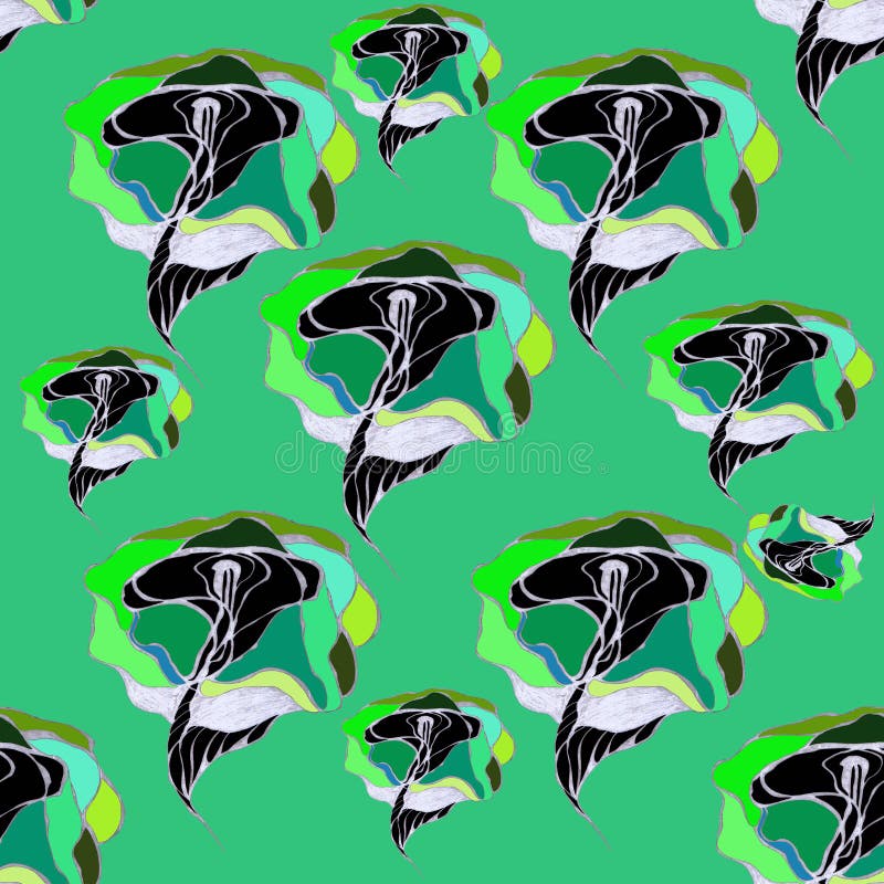 ONTWERP VAN HET ROZEN HET NAADLOZE PATROON Duidelijke Groene Achtergrond vector illustratie ONTWERP VAN HET ROZEN HET NAADLOZE PATROON Duidelijke Groene Achtergrond vector illustratie