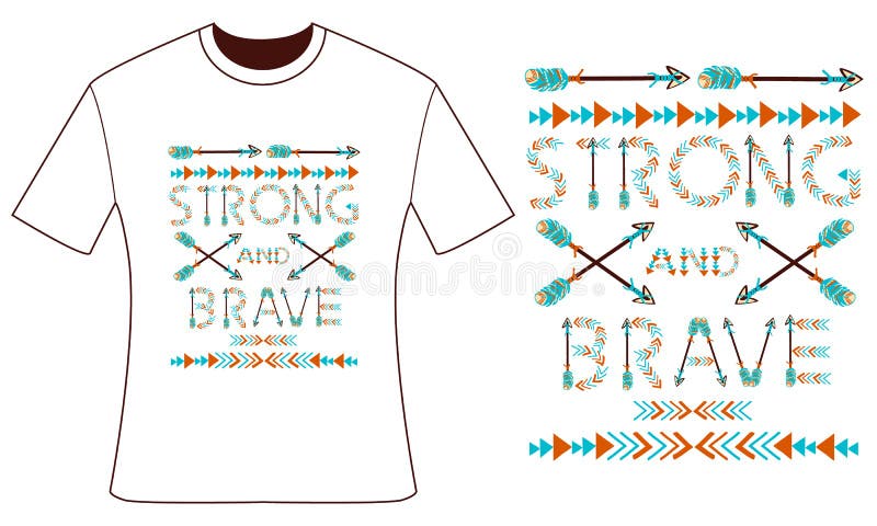 Ontwerp voor uw t-shirt Veren en pijlen Stijlboho royalty-vrije illustratie Ontwerp voor uw t-shirt Veren en pijlen Stijlboho royalty-vrije illustratie