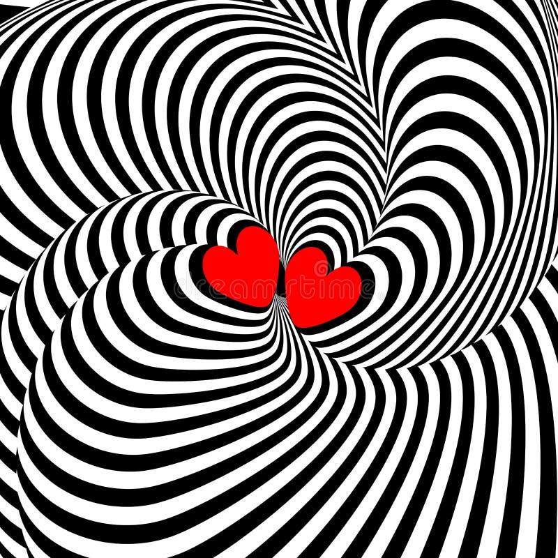 Ontwerp van harten met draaiende beweging, achtergrond vector illustratie