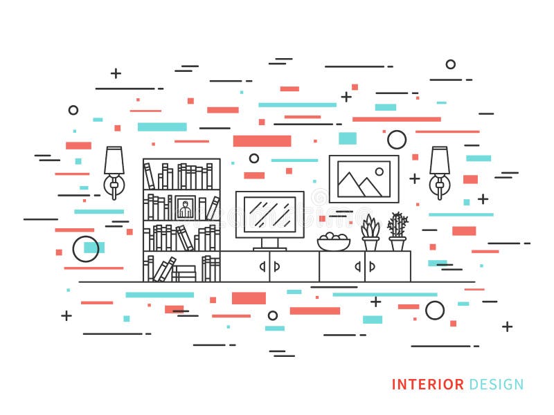 Ontwerpillustratie van moderne ontwerperwoonkamer stock illustratie Ontwerpillustratie van moderne ontwerperwoonkamer stock illustratie