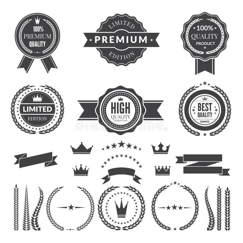 Ontwerpmalplaatje van premiekentekens of emblemen stock illustratie Ontwerpmalplaatje van premiekentekens of emblemen stock illustratie