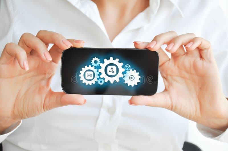 Ontwikkel het mobiele concept van de apparaten apps technologie stock fotografie Ontwikkel het mobiele concept van de apparaten apps technologie stock fotografie