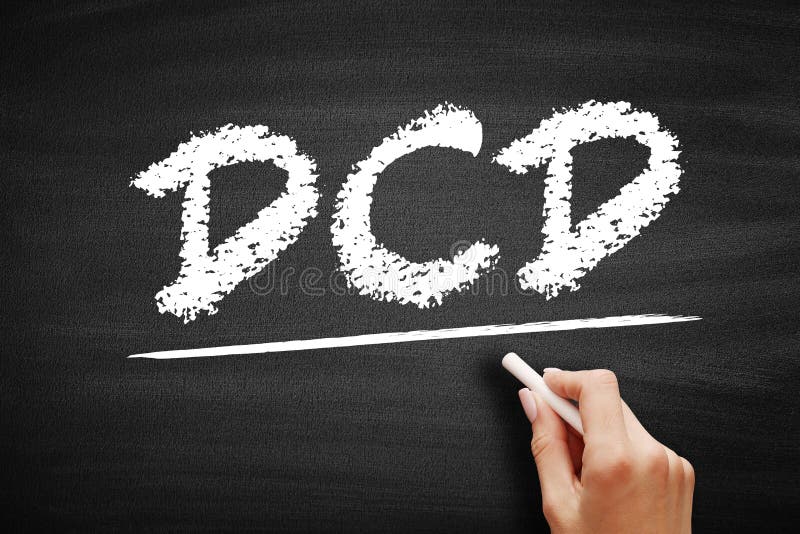 DCD Developmental Coordination Disorder - lifelong condition that makes it hard to learn motor skills and coordination, acronym text on blackboard. DCD Developmental Coordination Disorder - lifelong condition that makes it hard to learn motor skills and coordination, acronym text on blackboard