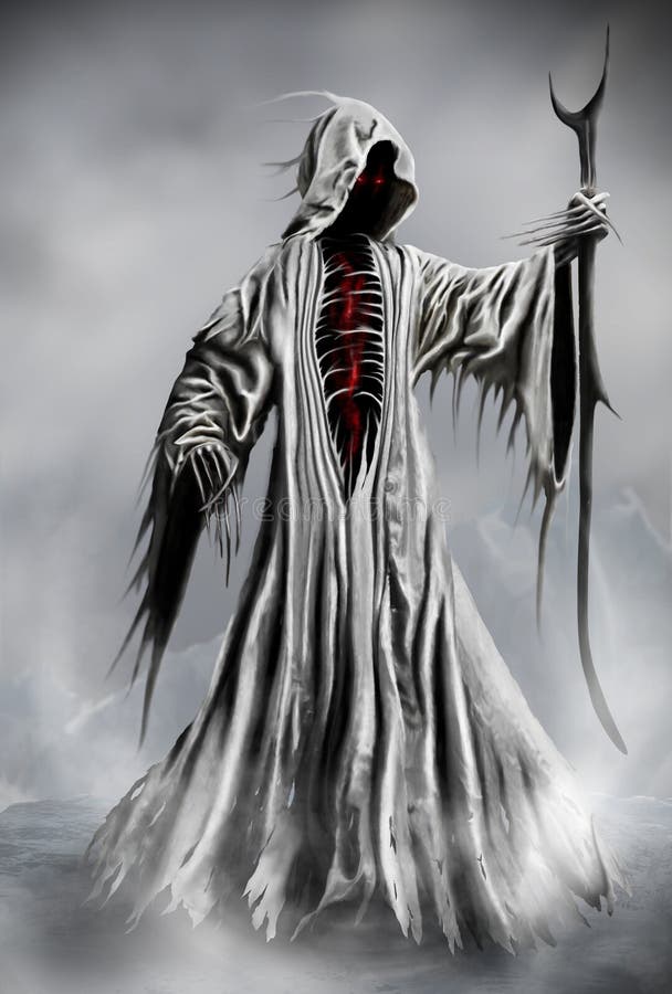 Illustration of a Grim Reaper or fantasy evil spirit. Digital painting. Illustration of a Grim Reaper or fantasy evil spirit. Digital painting.
