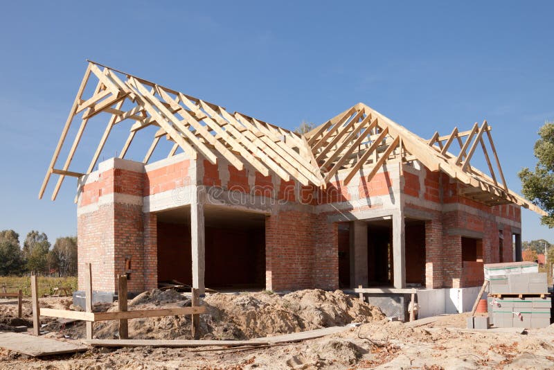 Onvolledig huis van baksteen royalty-vrije stock afbeeldingen Onvolledig huis van baksteen royalty-vrije stock afbeeldingen